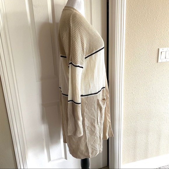 Sanctuary long sleeve shaker stitch long cardigan beige colorblock 1x - Picture 5 of 8